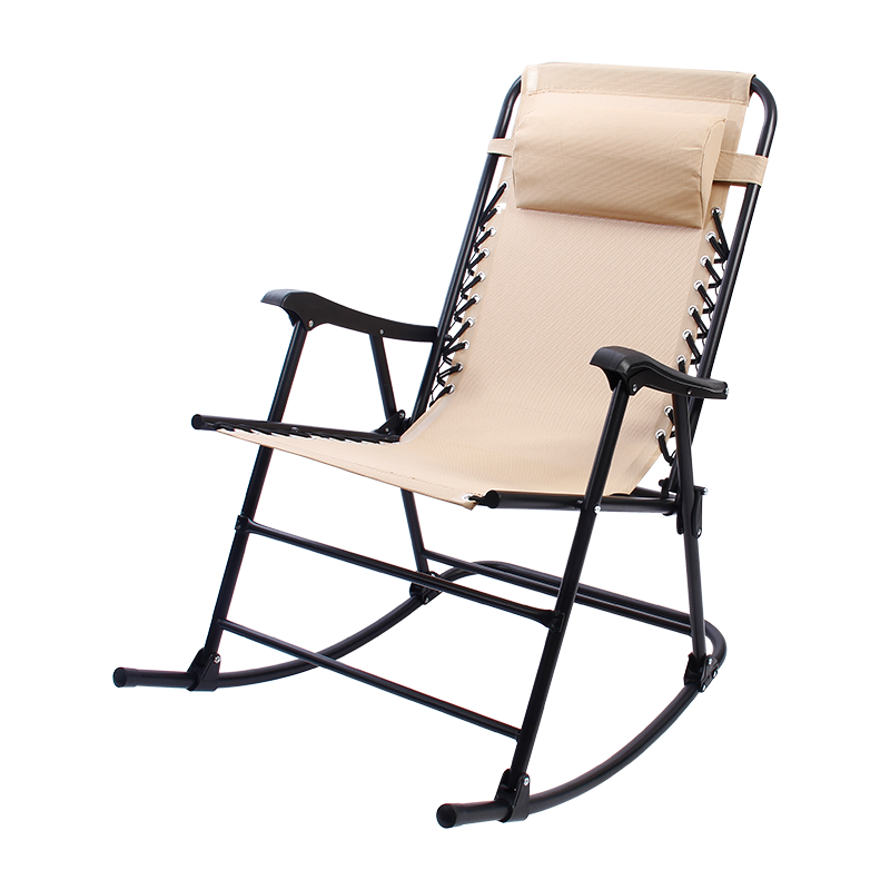 Outdoor Folding Rocking Chair with Pillow & Armrests